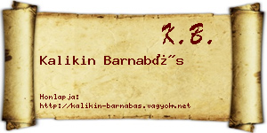 Kalikin Barnabás névjegykártya